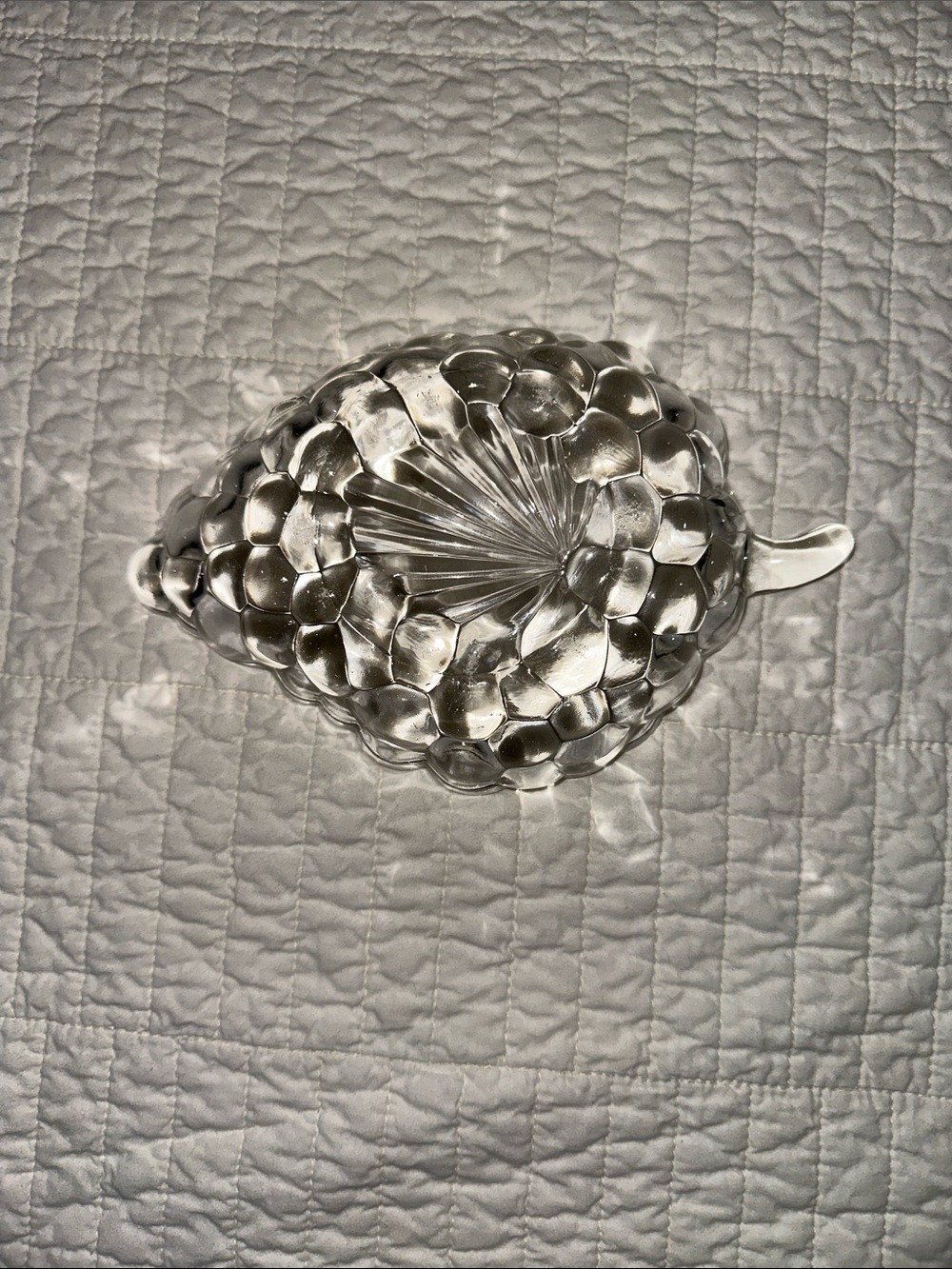Vintage Grandmillenial Clear Glass Grape Leaf  Serving Jewelry Trinket Dish - Picture 3 of 5